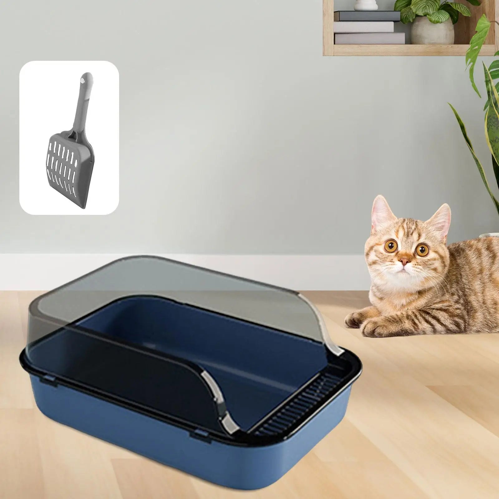 Semi-Enclosed Cat Litter Box with Frame – Anti-Splash Tray for Kittens and Cats of All Sizes