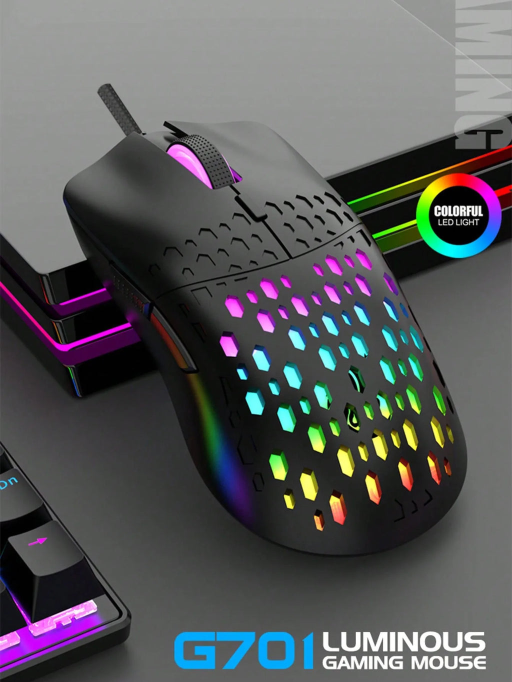 Mouse Gaming Wireless RGB – Design a Nido d'Ape