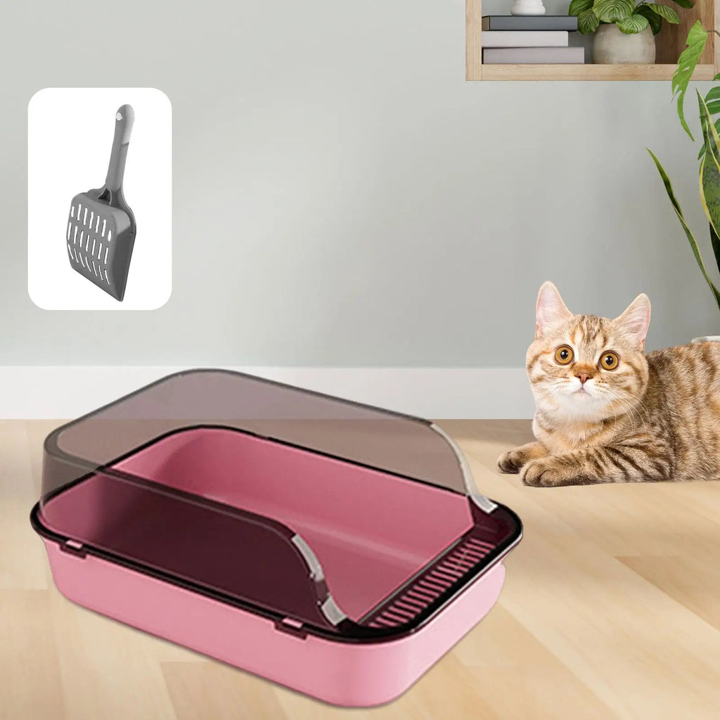 Lettiera per Gatti Semi-Chiusa con Cornice – Vassoio Anti-Schizzo per Gattini e Gatti di Tutte le Taglie