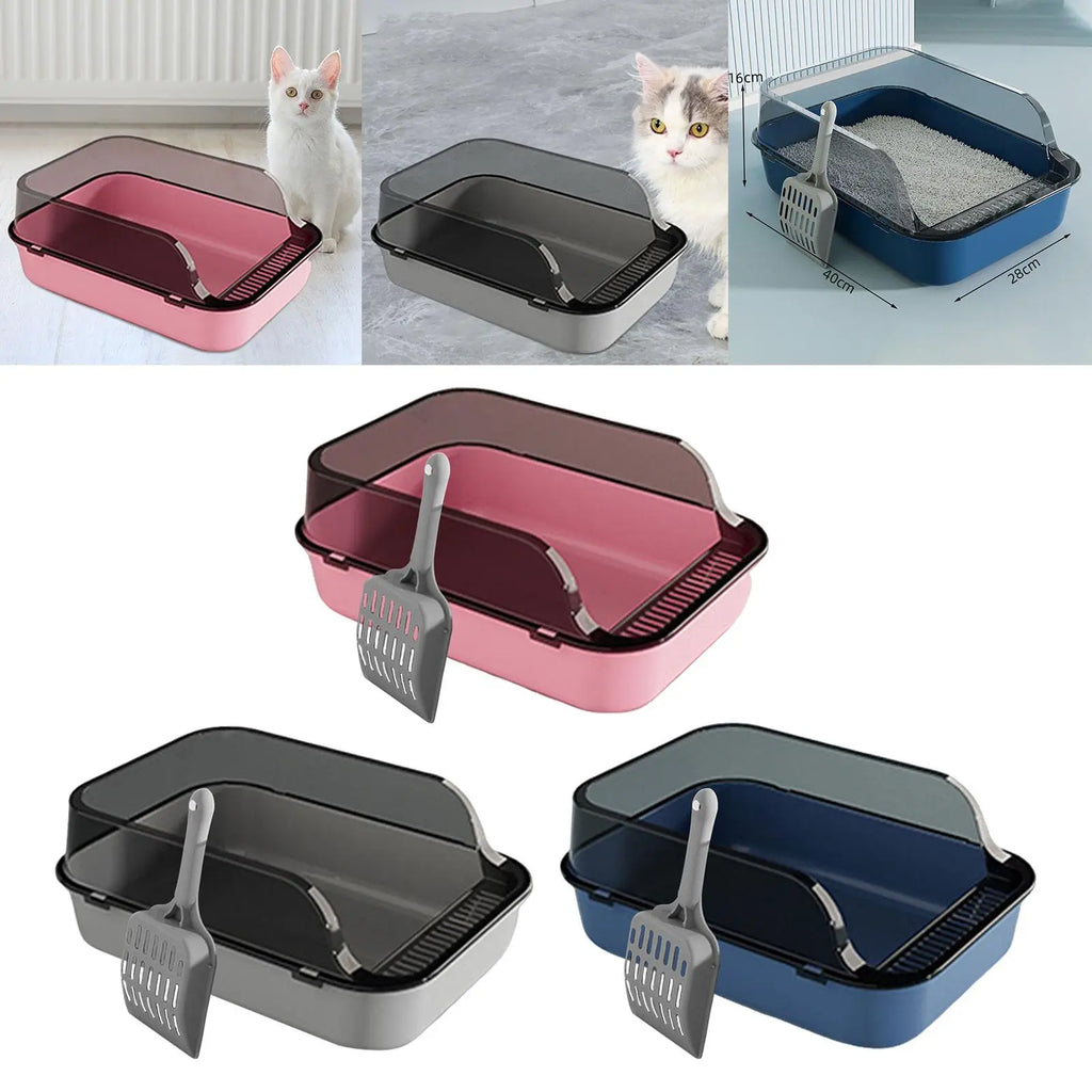 Lettiera per Gatti Semi-Chiusa con Cornice – Vassoio Anti-Schizzo per Gattini e Gatti di Tutte le Taglie