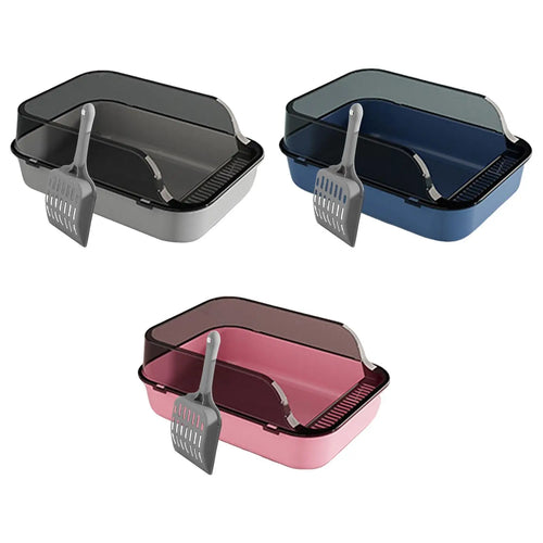 Semi-Enclosed Cat Litter Box with Frame – Anti-Splash Tray for Kittens and Cats of All Sizes