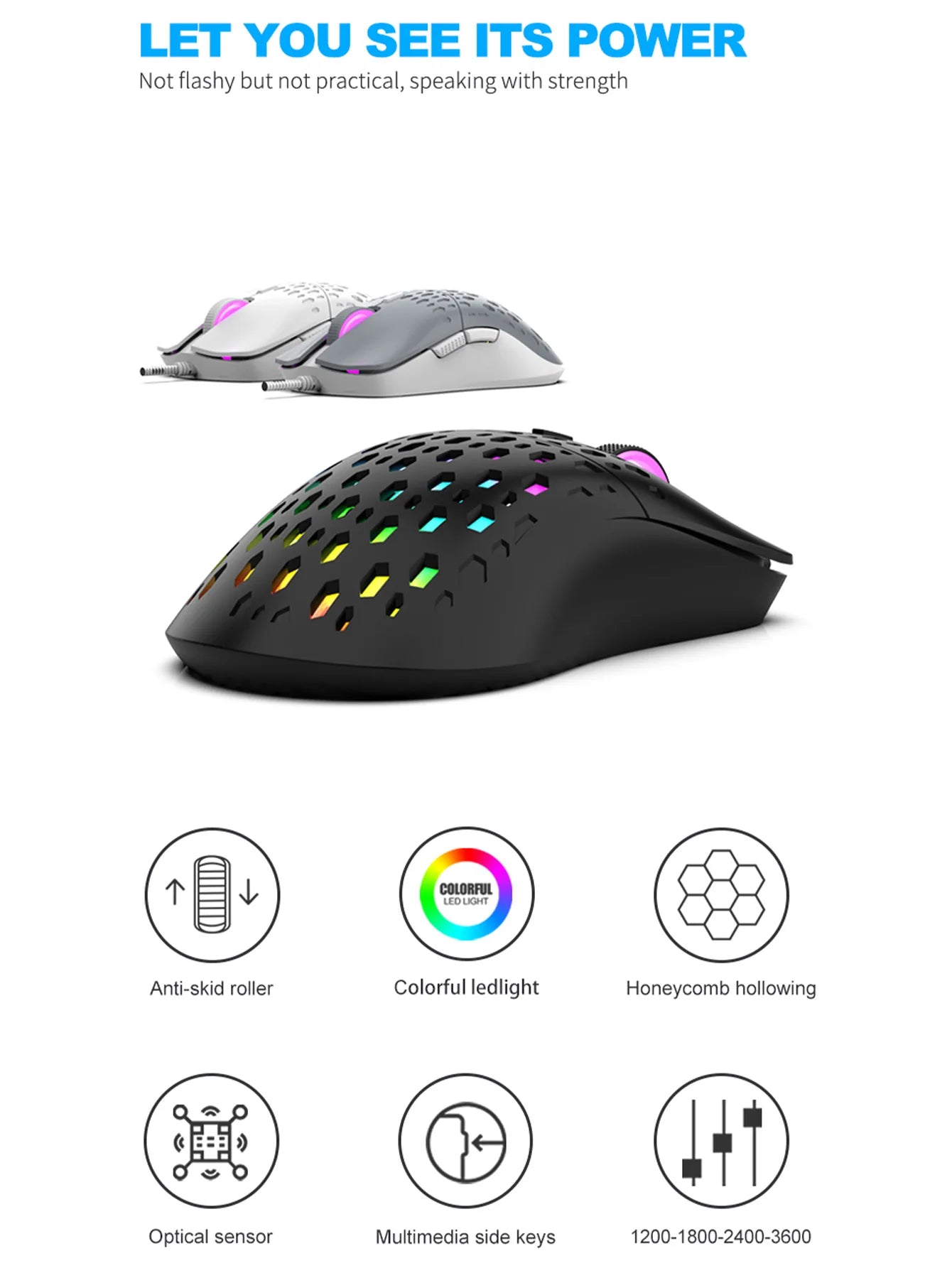Mouse Gaming Wireless RGB – Design a Nido d'Ape