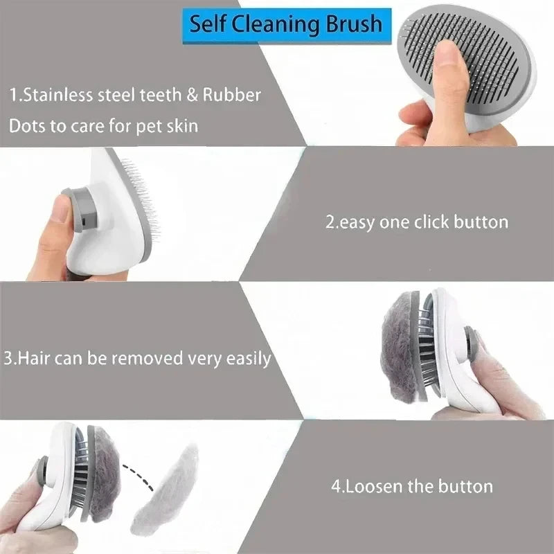 Self-Cleaning Brush for Dogs and Cats – Easily Remove Hair and Knots